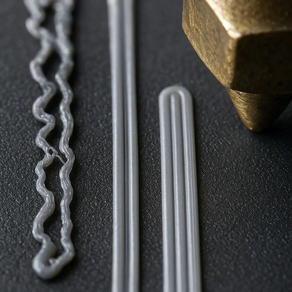 comparison of under-extruded and properly extruded 3D print lines